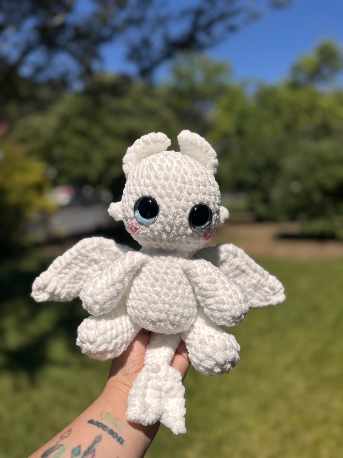 Plush White Dragon Crochet Amigurumi
